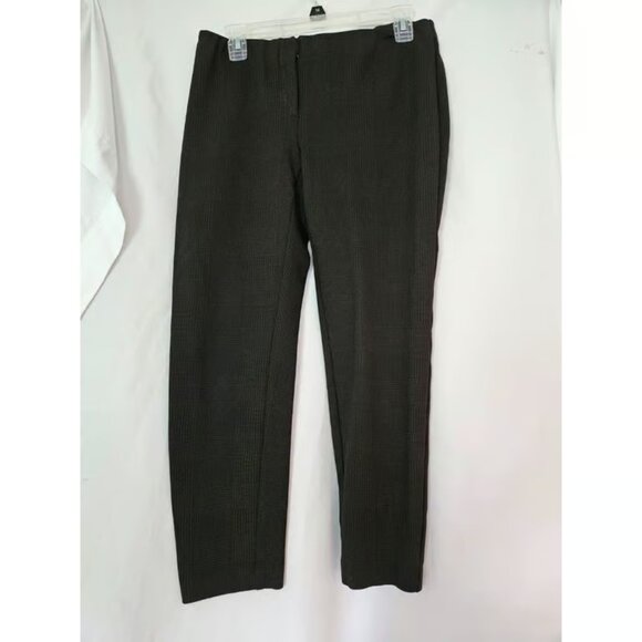 Alfani Pants Womens 8 Black Brown Houndstooth Ponte Ankle Cropped Career - Picture 1 of 3